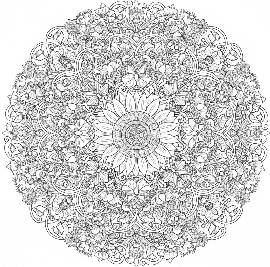Intricate Sunburst Nature Mandala Template Mandalas