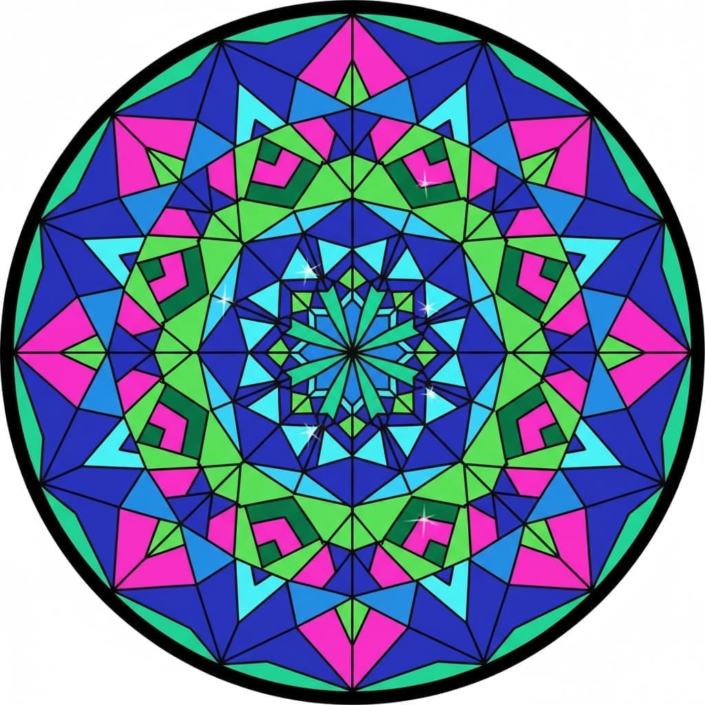 Jewel Toned Geometric Star Pattern Mandala Template Mandalas