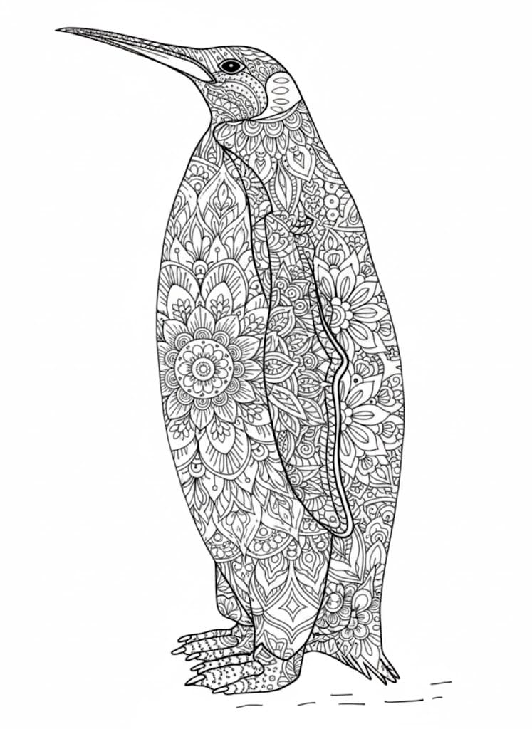 King Penguin Mandala Coloring Page Mandalas