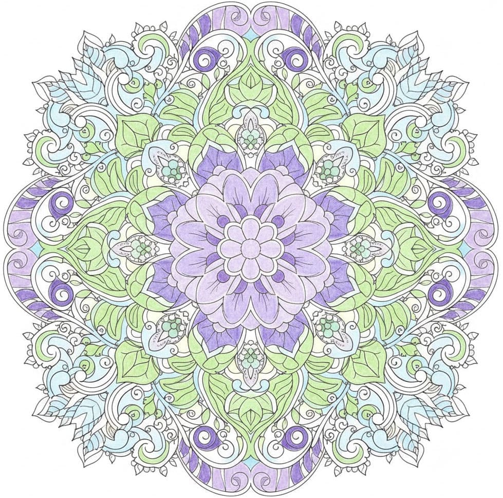 Lavender Green Floral Zen Mandala Template Mandalas