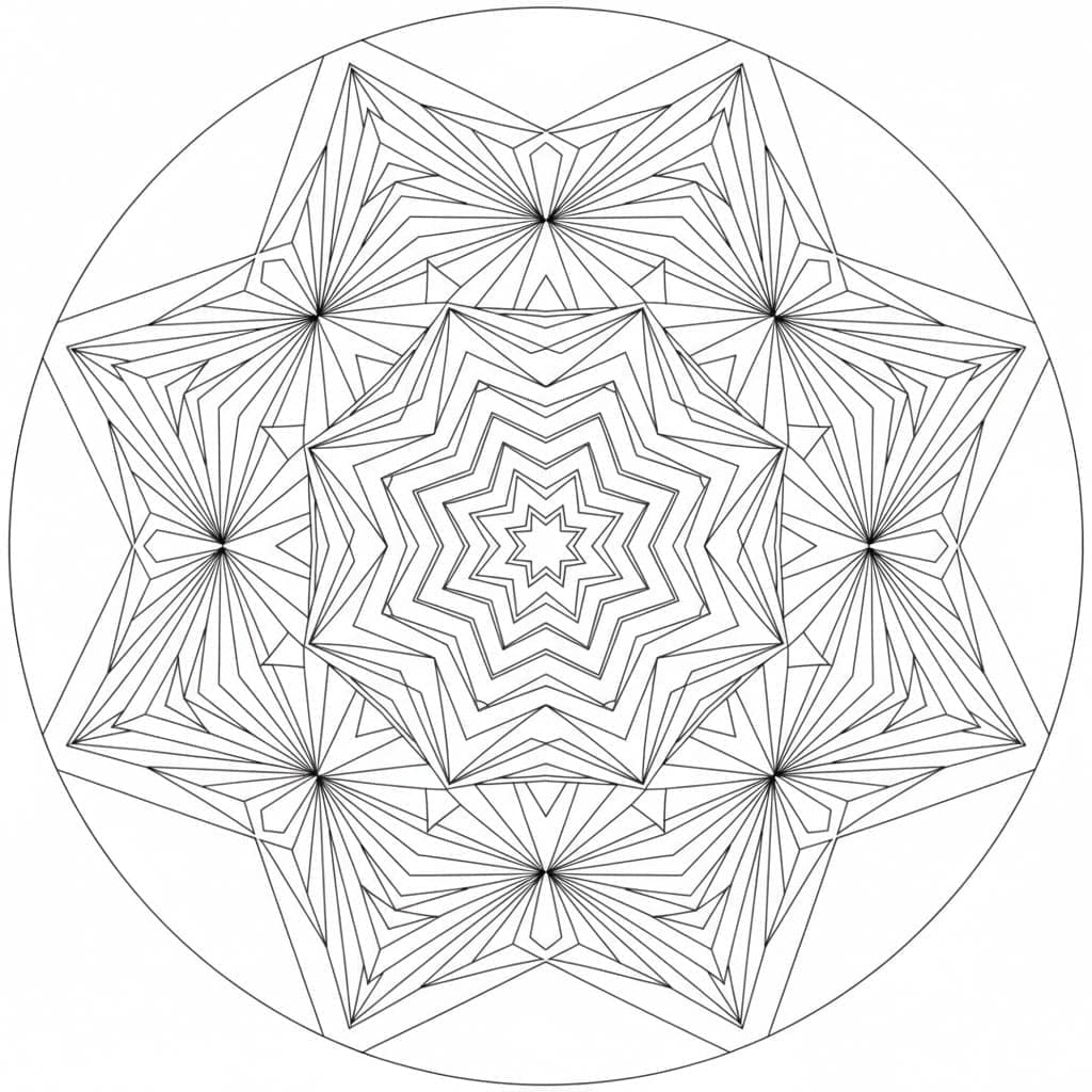 Layered Concentric Star Geometric Mandala Template Mandalas