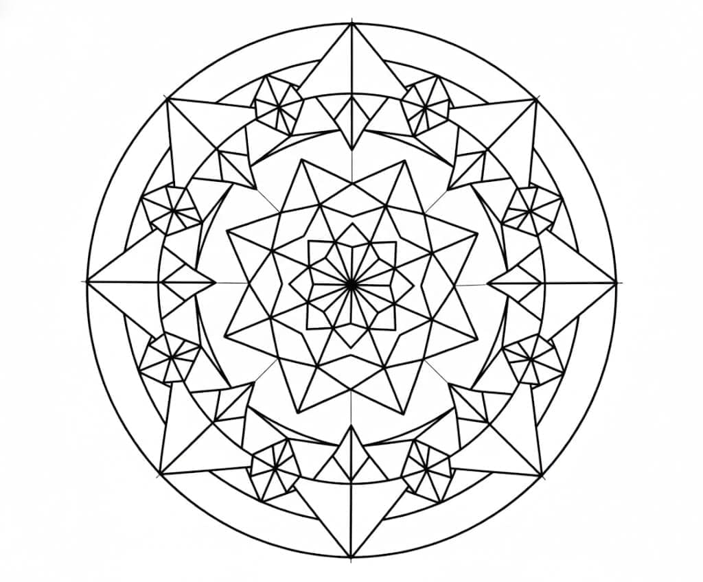 Layered Geometric Starburst Mandala Template Mandalas