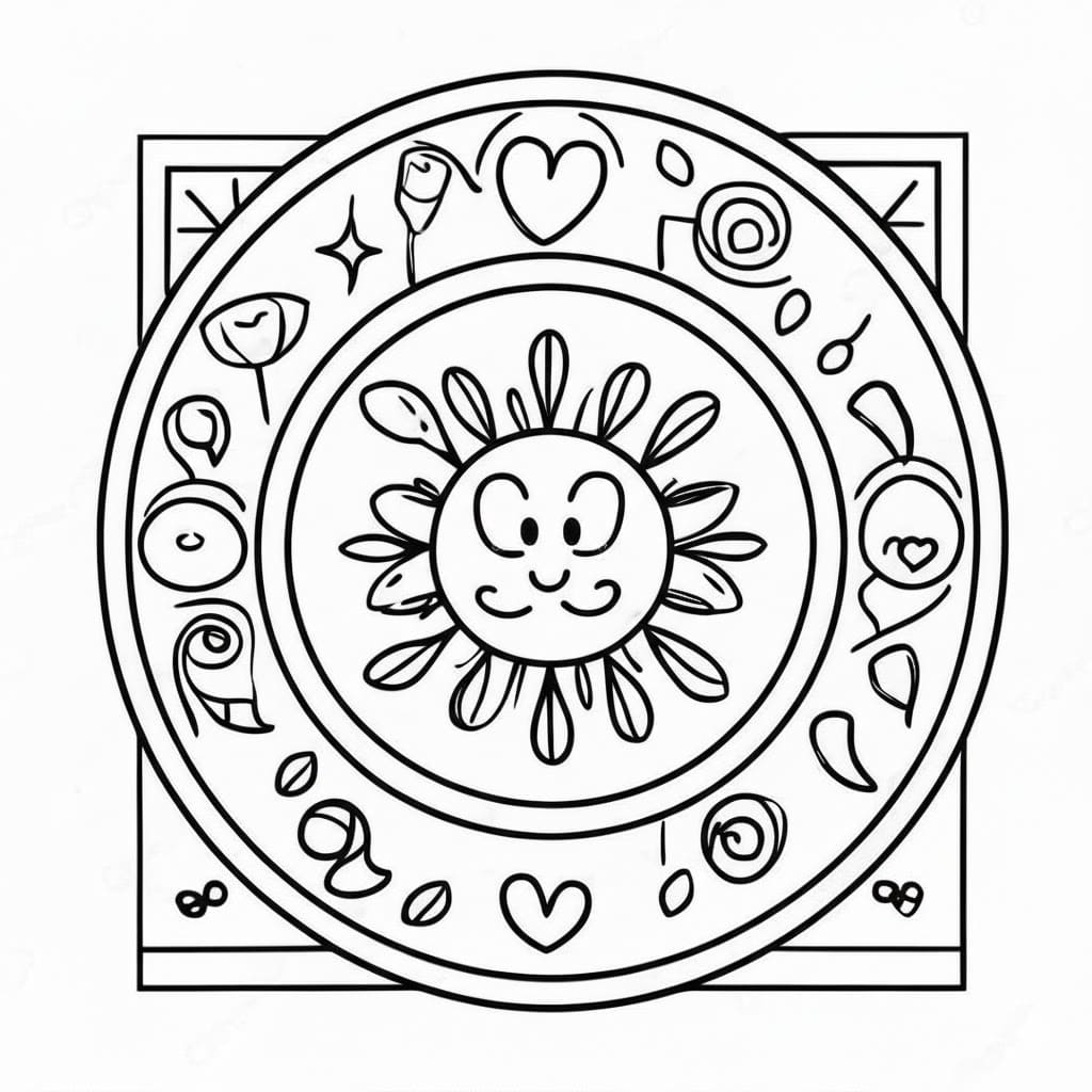 Loteria Sun Circle Mandala Coloring Page Mandalas