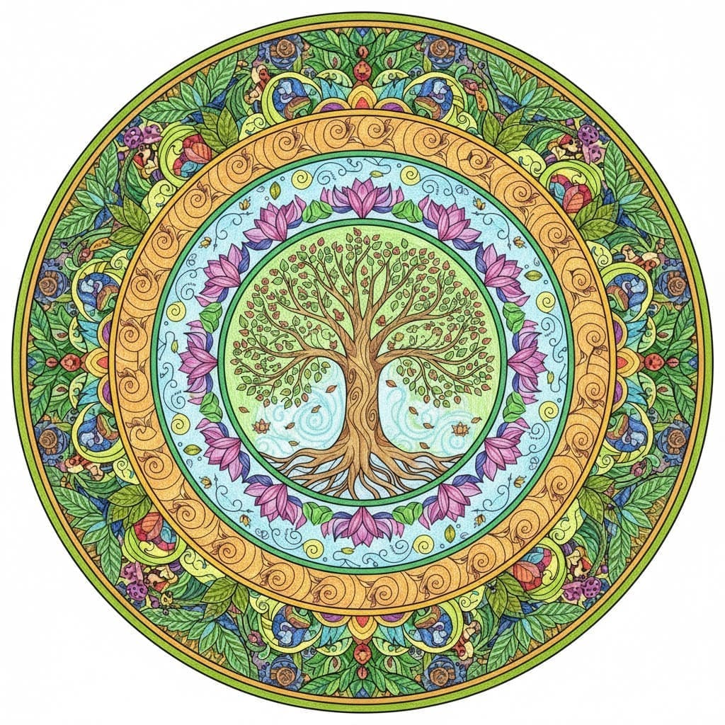 Lotus Tree of Life Nature Mandala Template Mandalas