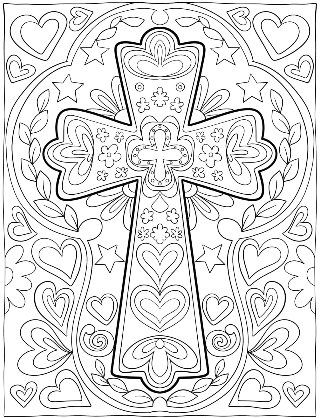 Love Cross Mandala Coloring Page Mandalas