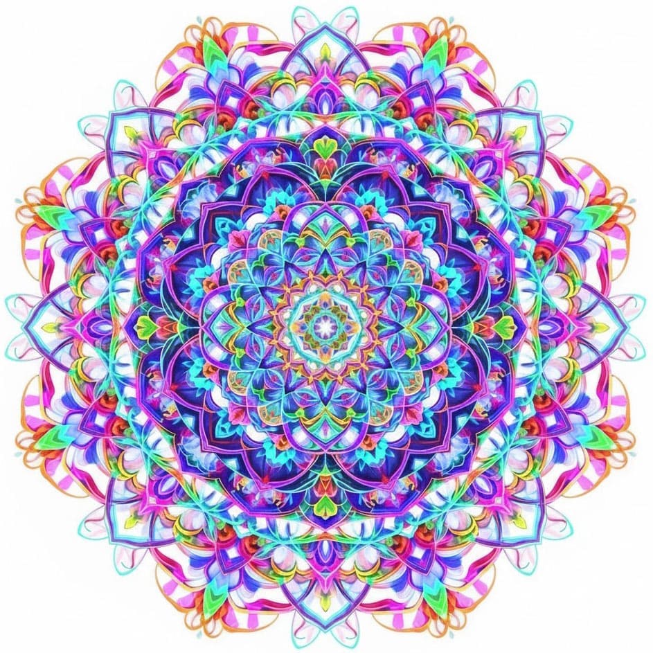 Luminous Layered Glow Psychedelic Mandala Template Mandalas