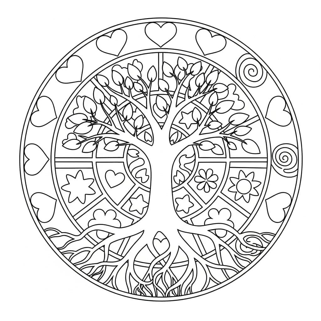 Magical Tree Of Life Mandala Coloring Page Mandalas