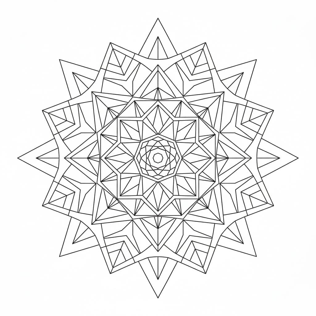Multi-Layered Geometric Star Mandala Template Mandalas