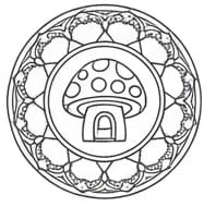 Mushroom House Circle Mandala Coloring Page Mandalas