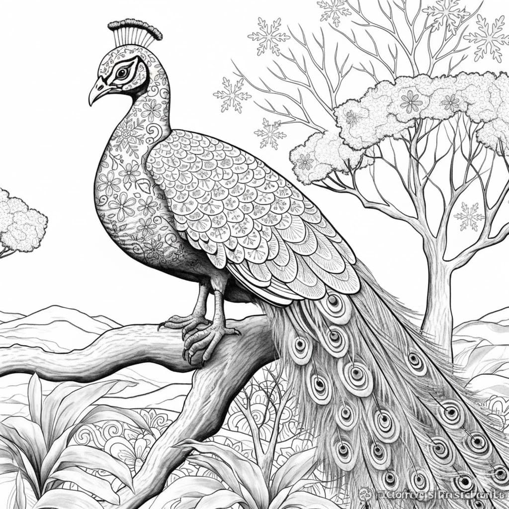 Nature Peacock Mandala Coloring Page Mandalas