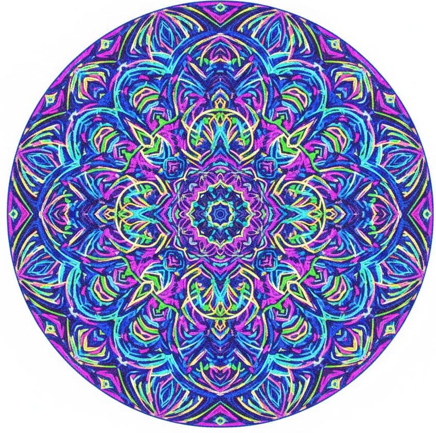 Neon Electric Sketch Psychedelic Mandala Template Mandalas