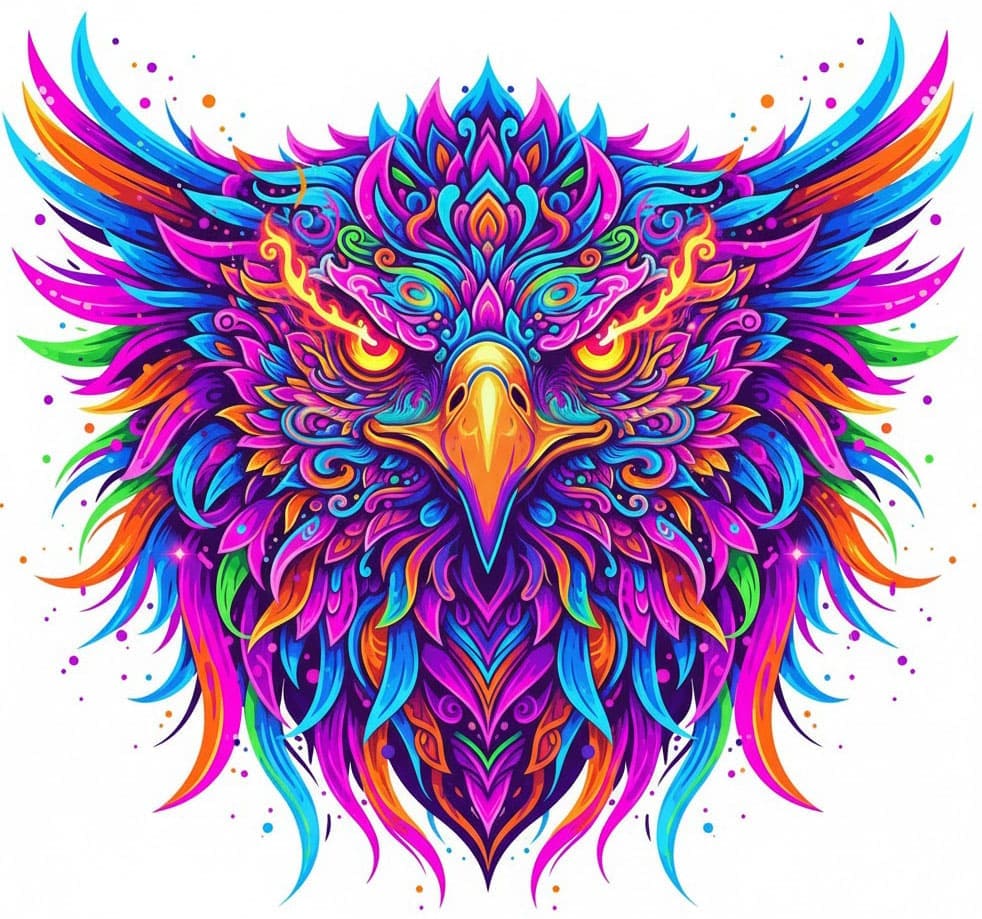 Neon Tribal Eagle Psychedelic Mandala Template Mandalas