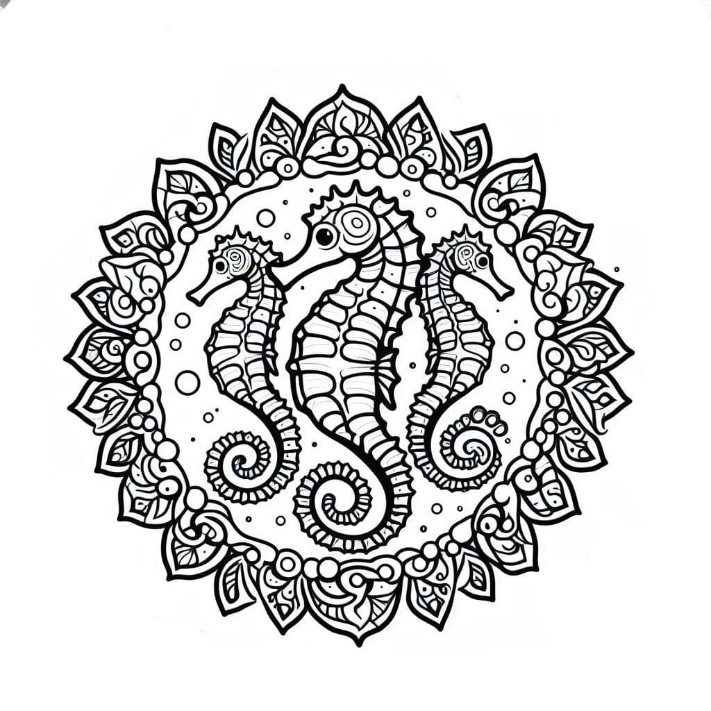 Nice Seahorse Mandala Coloring Page Mandalas