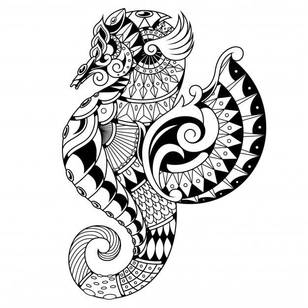 Normal Seahorse Mandala Coloring Page Mandalas