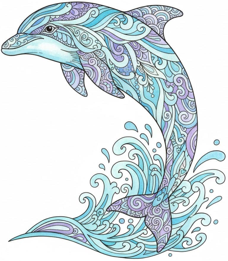 Ocean Wave Dolphin Zen Mandala Template Mandalas