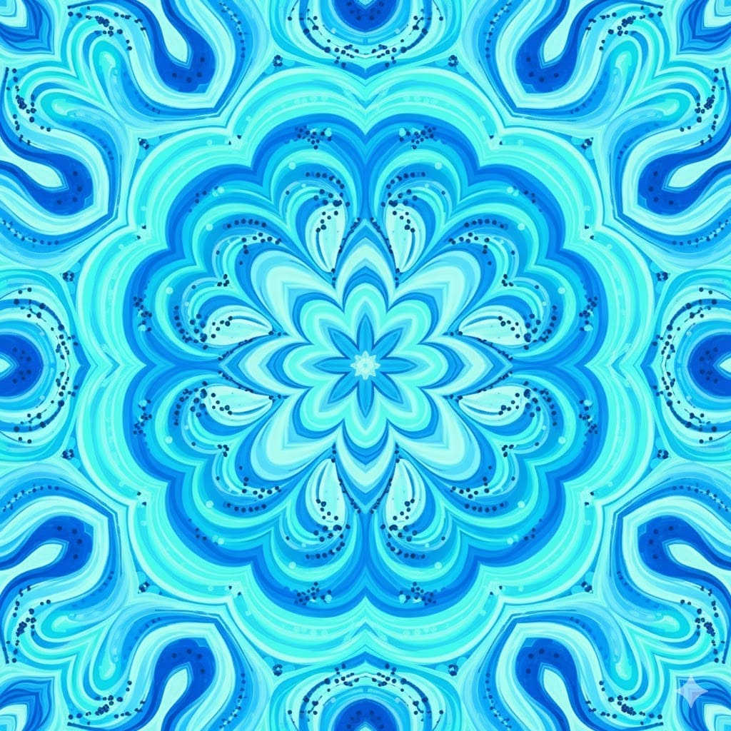 Oceanic Blue Swirls Abstract Mandala Template Mandalas