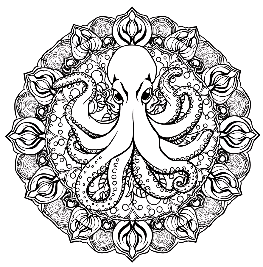 Octopus Mandala For Adult Coloring Page Mandalas