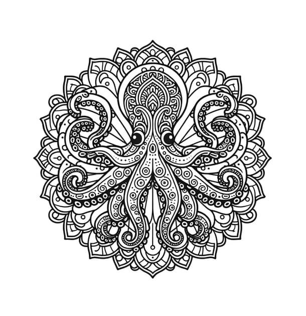 Octopus Mandala Print Coloring Page Mandalas