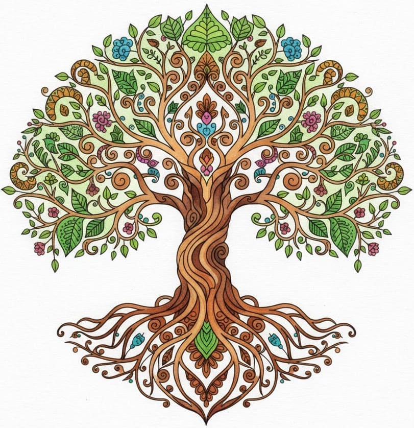 Ornate Tree of Life Zen Mandala Template Mandalas