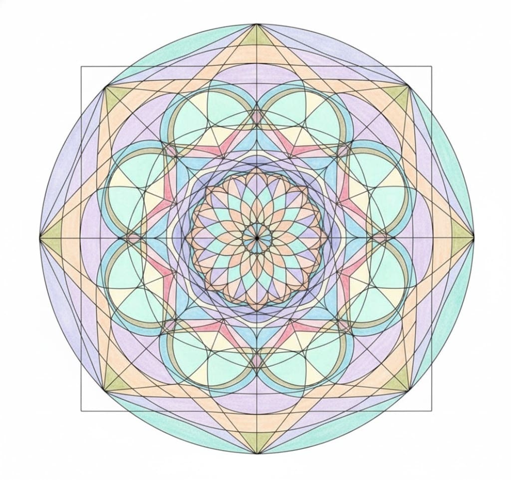 Pastel Geometric Rose Sacred Geometry Mandala Template Mandalas