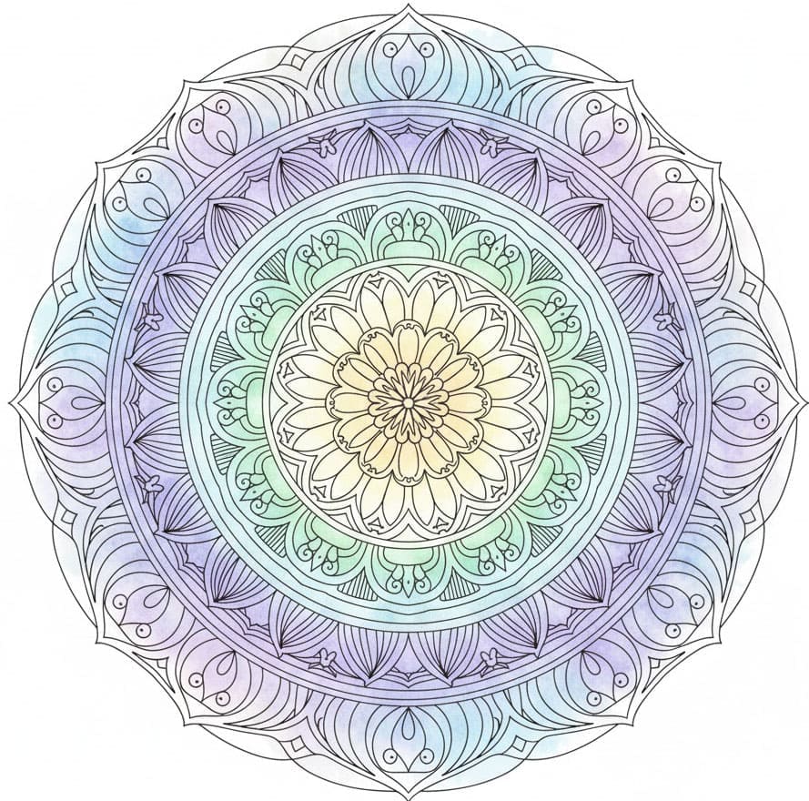 Pastel Gradient Flower Zen Mandala Template Mandalas