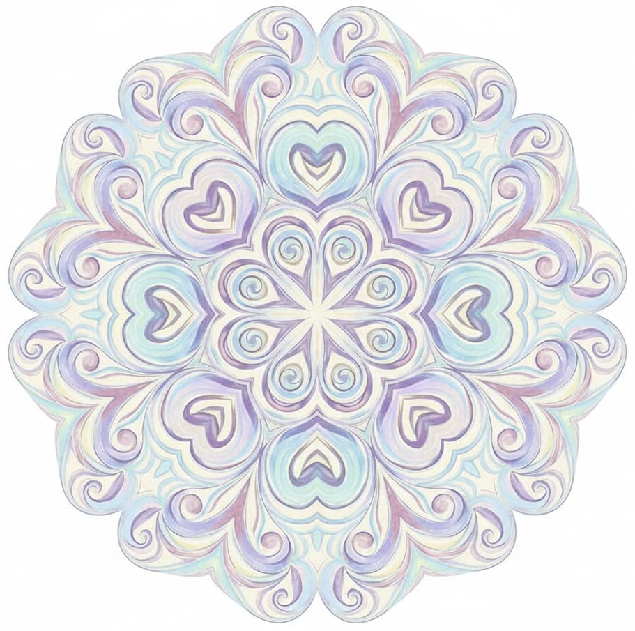 Pastel Heart Swirl Abstract Mandala Template Mandalas
