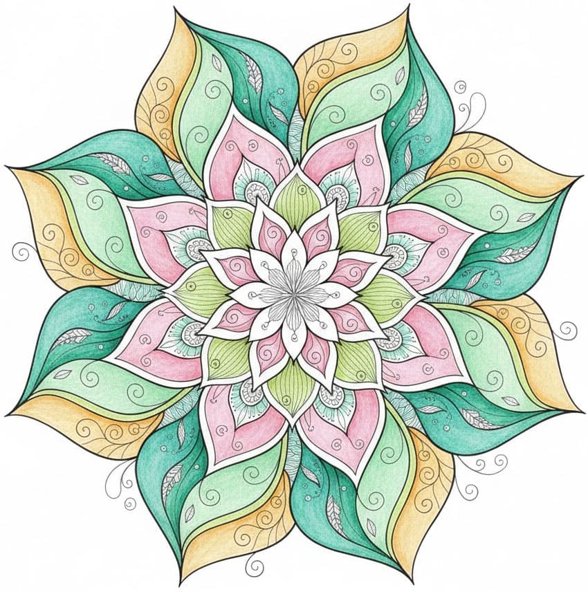 Pastel Petal Flower Zen Mandala Template Mandalas