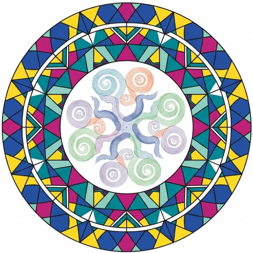 Pastel Swirls Geometric Mosaic Abstract Mandala Template Mandalas