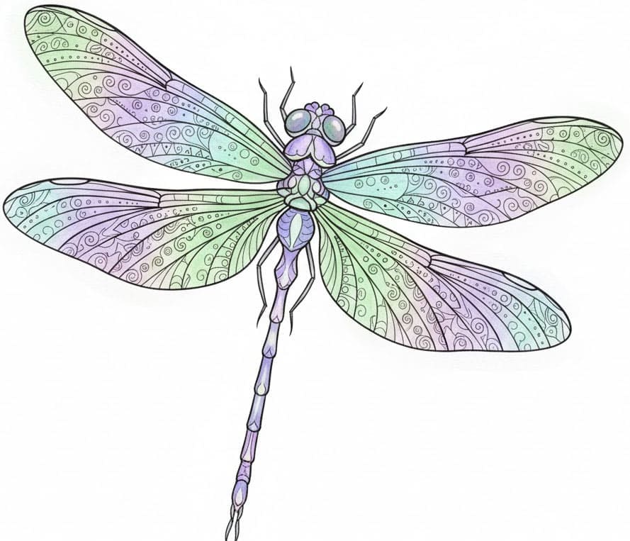 Pastel Wing Dragonfly Zen Mandala Template Mandalas