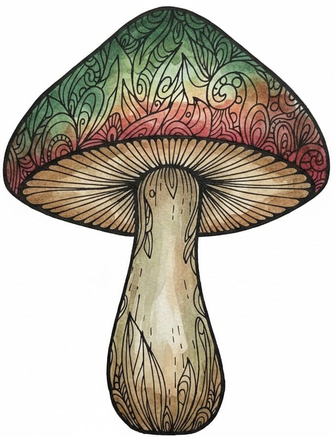 Patterned Mushroom Zen Mandala Template Mandalas