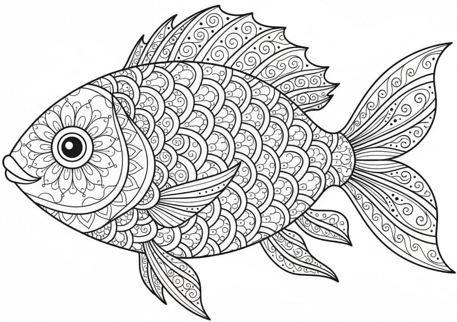 Patterned Scale Fish Zen Mandala Template Mandalas