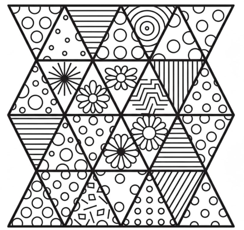 Patterned Triangle Grid Mandala Coloring Page Mandalas