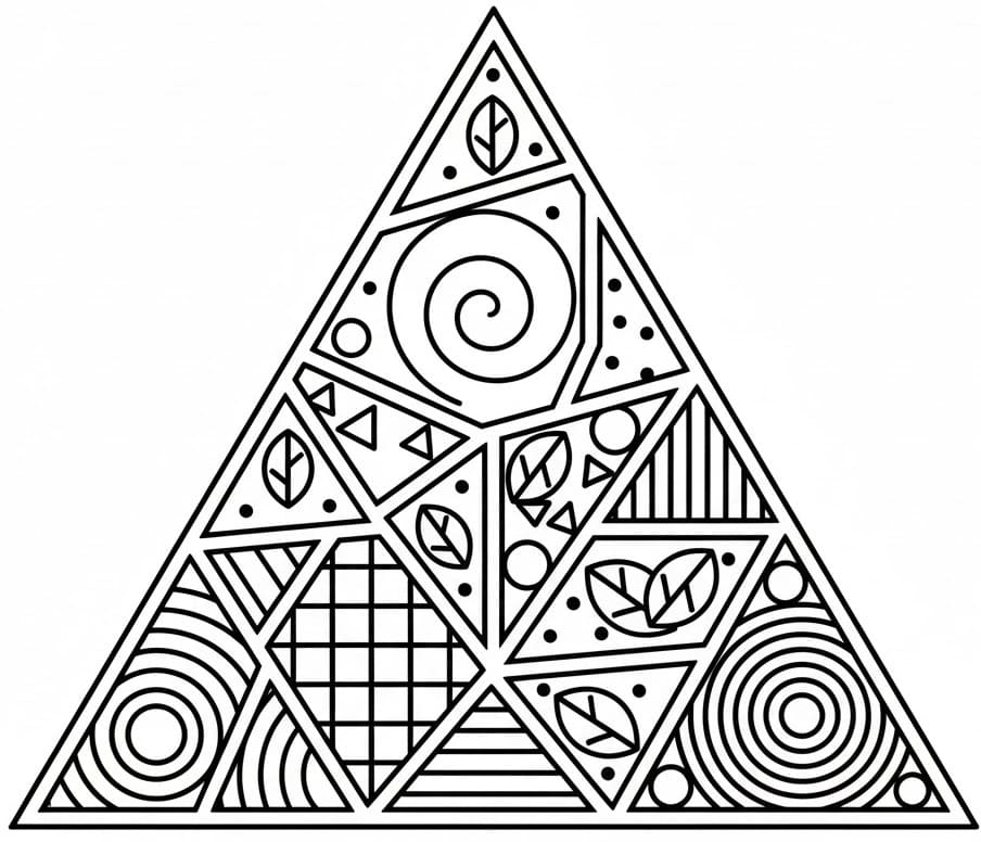 Patterned Triangle Mosaic Mandala Coloring Page Mandalas
