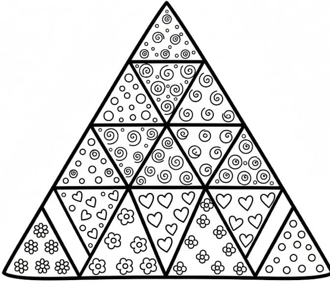 Patterned Triangle Quilt Mandala Coloring Page Mandalas
