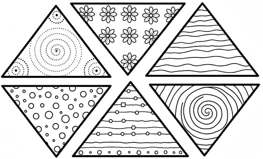 Patterned Triangles Hexagon Mandala Coloring Page Mandalas