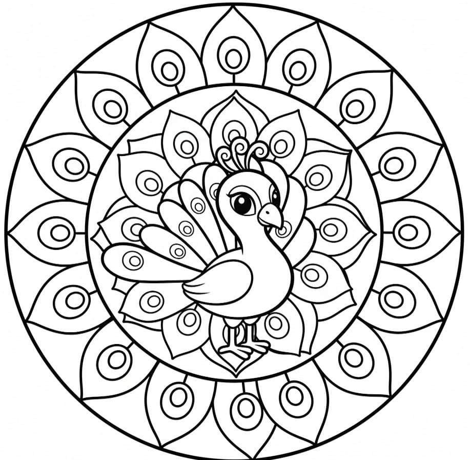 Peacock Face Mandala Coloring Page Mandalas