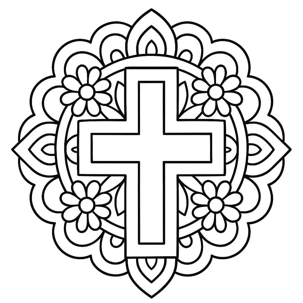 Perfect Cross Mandala Coloring Page Mandalas