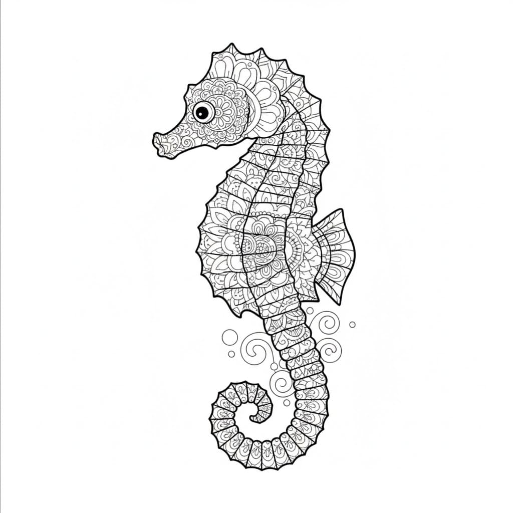 Perfect Seahorse Mandala Coloring Page Mandalas