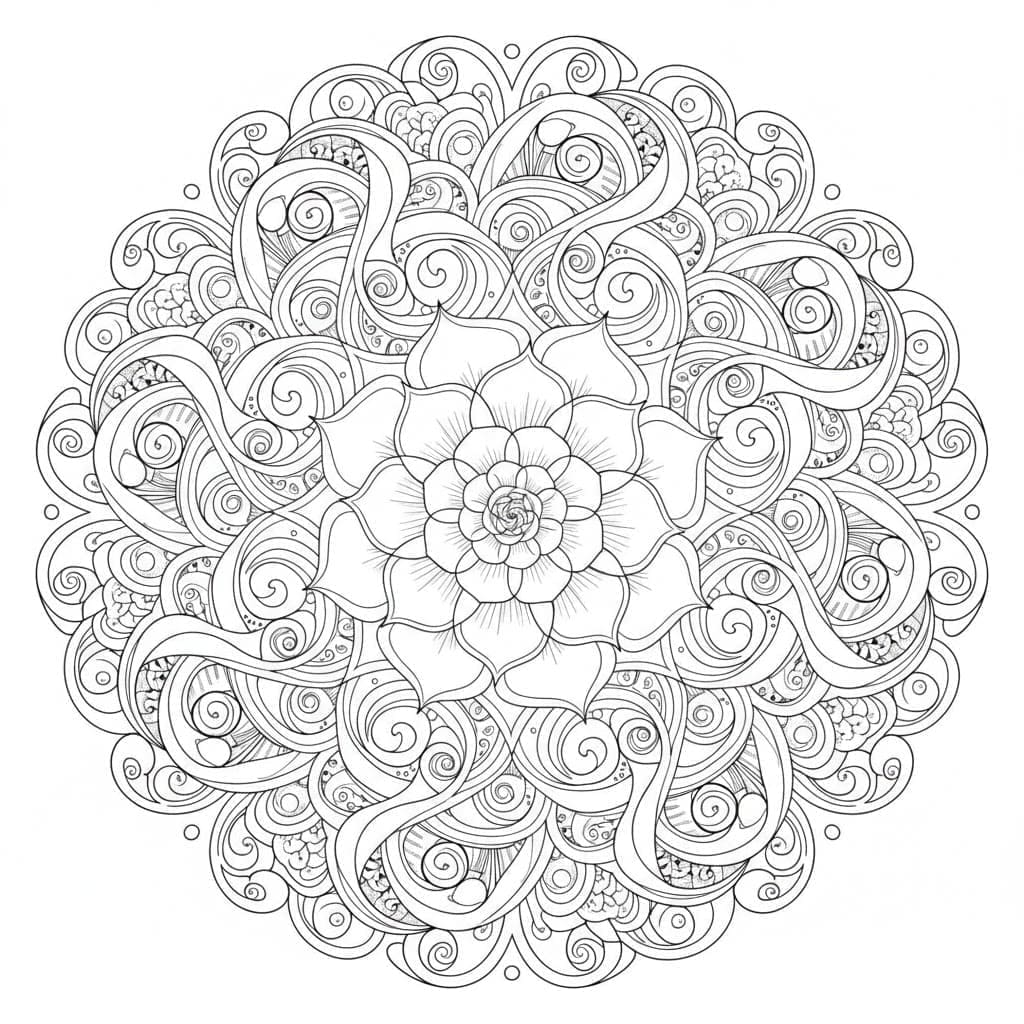 Petal in the Swirl Nature Mandala Template Mandalas