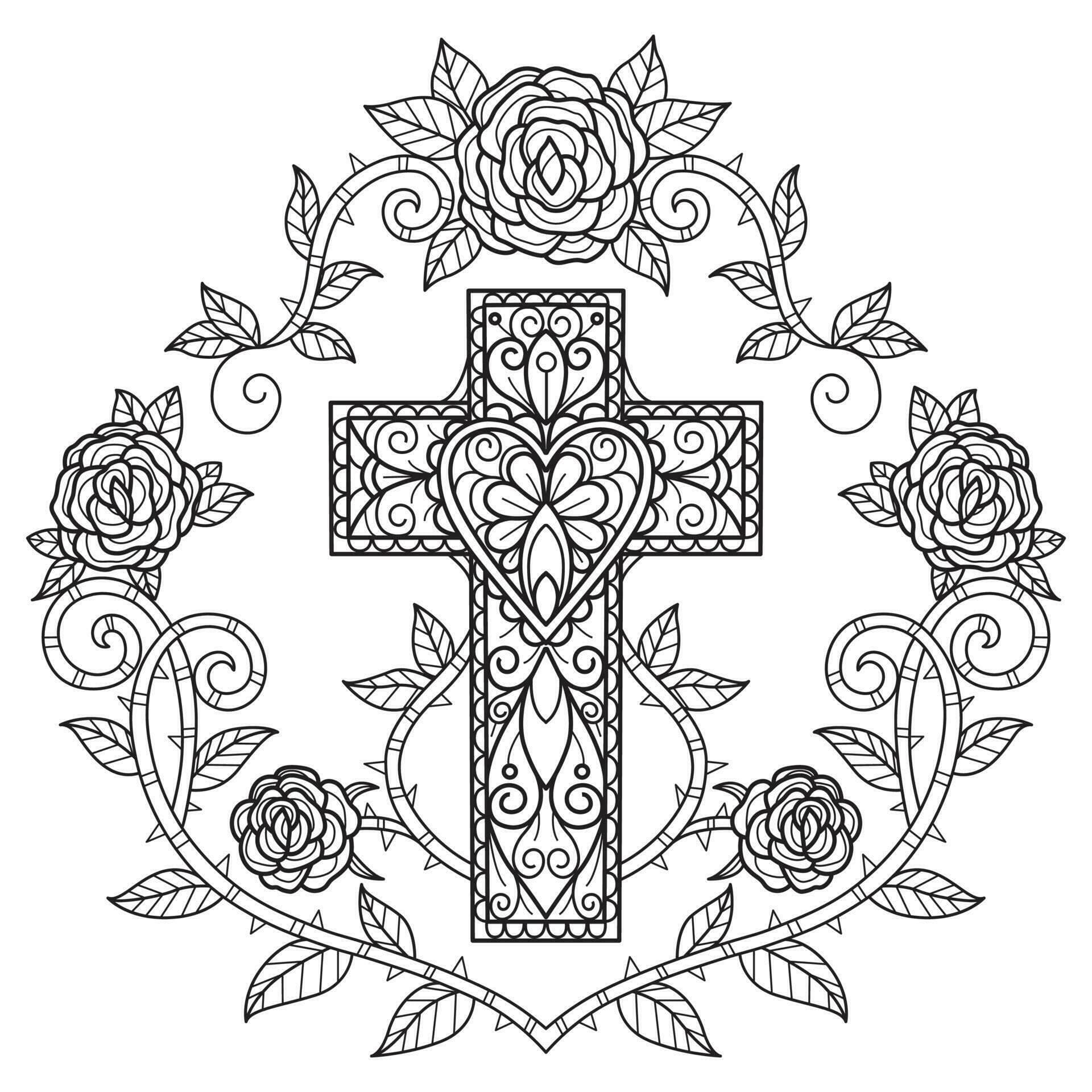 Picture Free Cross Mandala Coloring Page Mandalas