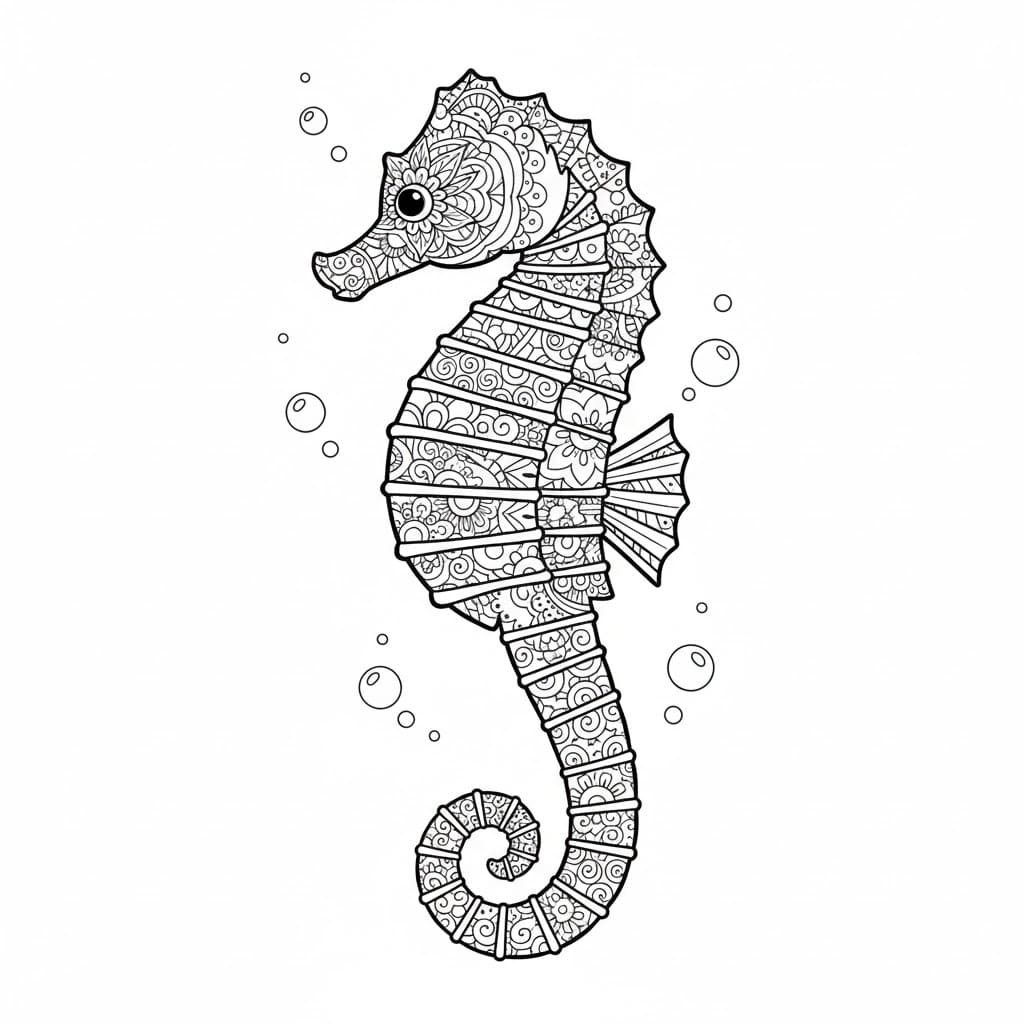 Picture Free Seahorse Mandala Coloring Page Mandalas