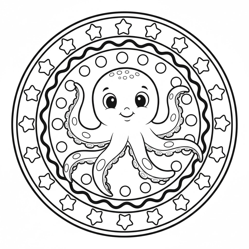 Picture Octopus Mandala Coloring Page Mandalas