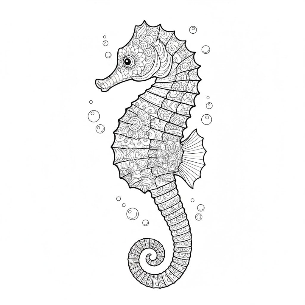 Picture Seahorse Mandala Coloring Page Mandalas