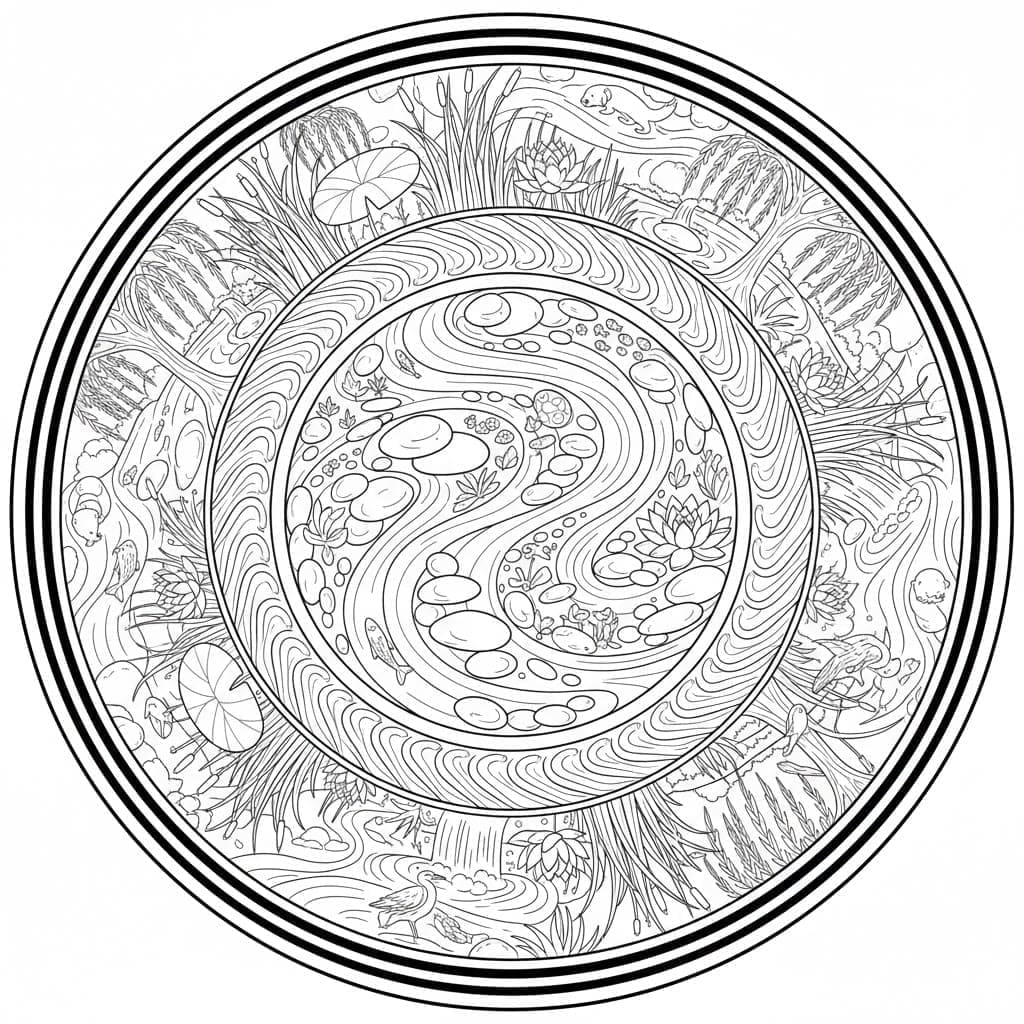 Pondside Flow Harmony Nature Mandala Template Mandalas