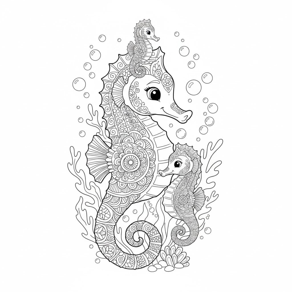 Printable Seahorse Mandala Coloring Page Mandalas