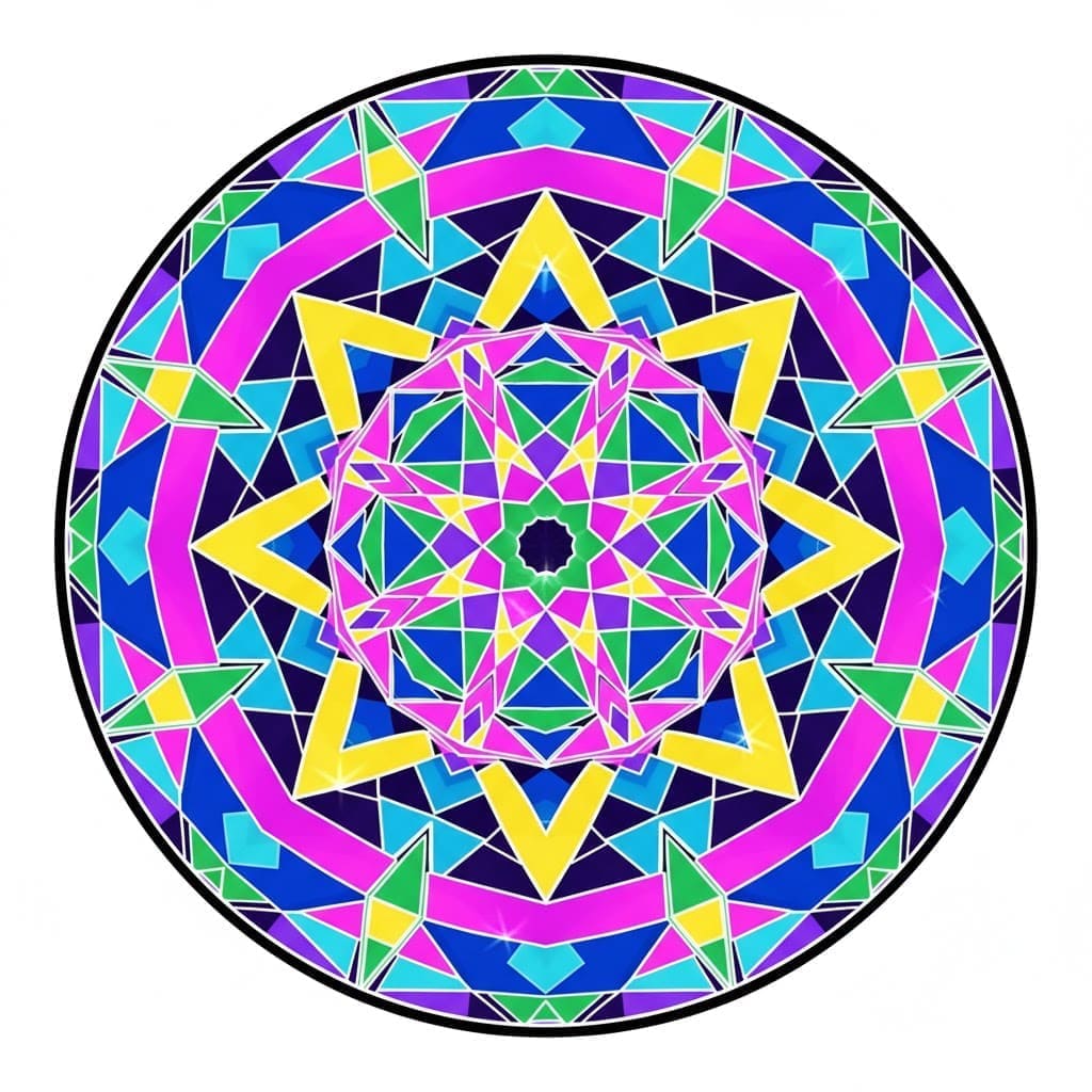 Psychedelic Geometric Starburst Prism Mandala Template Mandalas