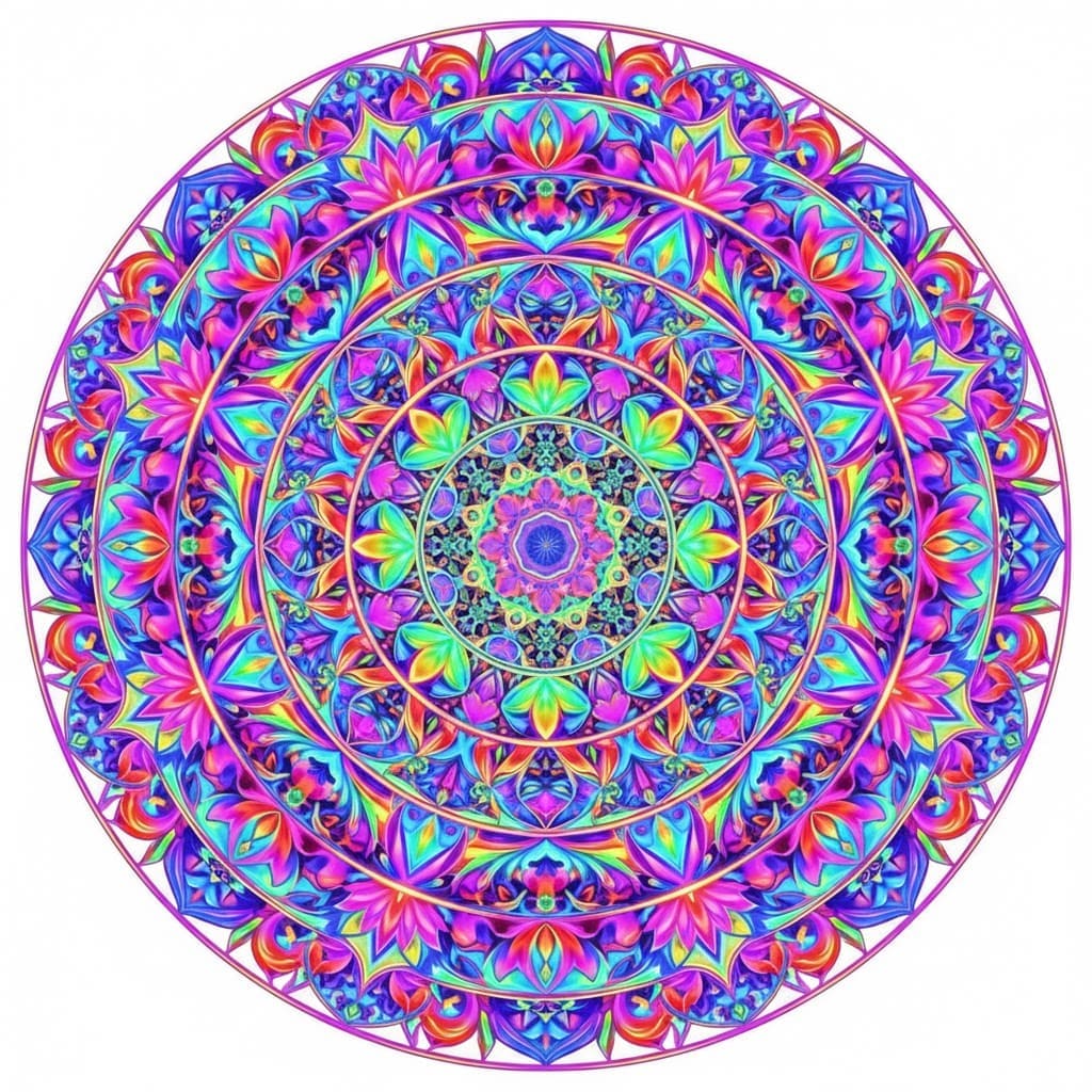 Rainbow Lotus Burst Psychedelic Mandala Template Mandalas
