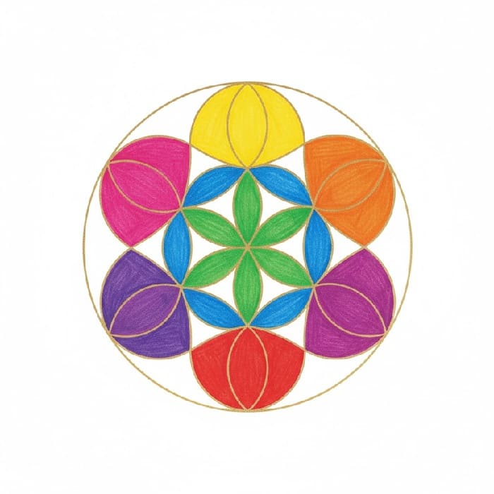 Rainbow Seed of Life Sacred Geometry Mandala Template Mandalas