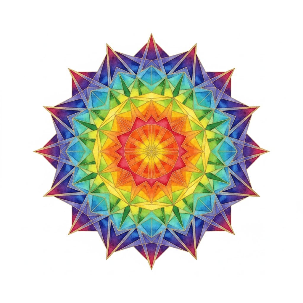 Rainbow Star Burst Sacred Geometry Mandala Template Mandalas
