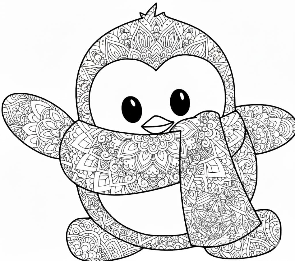 Regal Penguin Mandala Coloring Page Mandalas